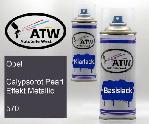 Opel, Calypsorot Pearl Effekt Metallic, 570: 400ml Sprühdose + 400ml Klarlack - Set, von ATW Autoteile West.